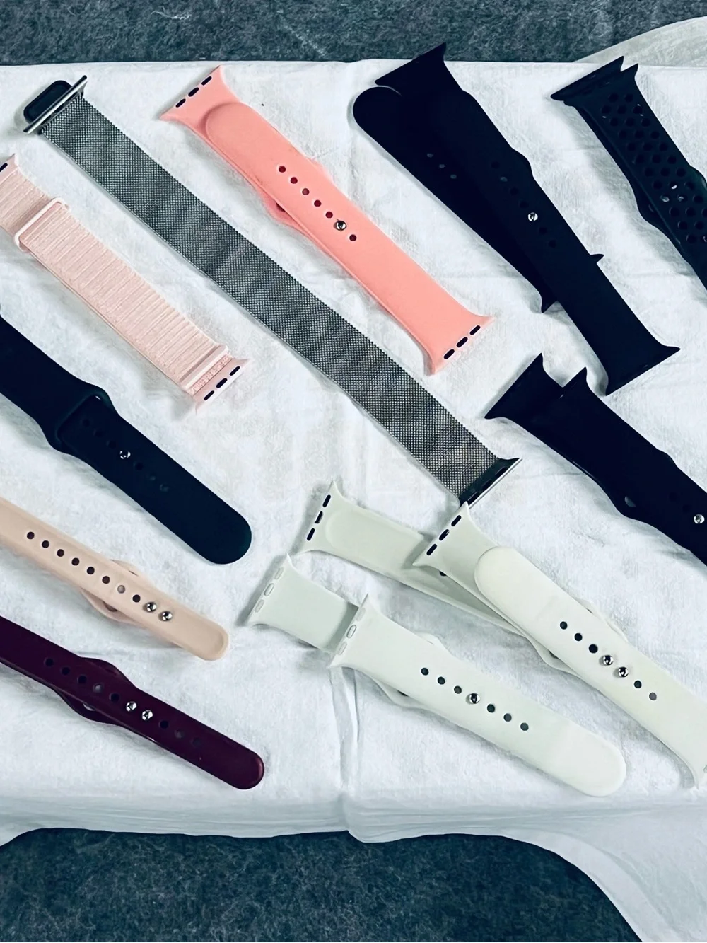 Apple Watch Bands Set - Black, White, Pink, Coral, Silver, Burgundy
